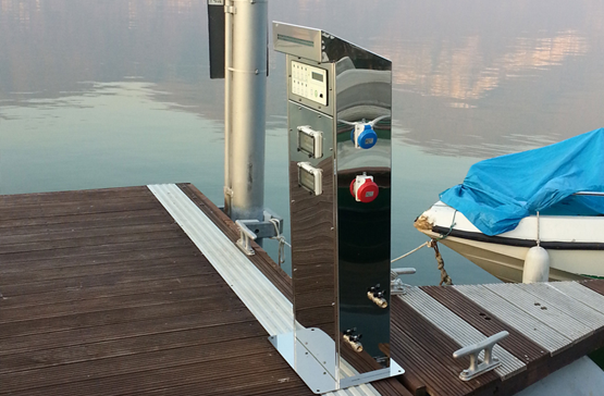 Fixed supply bollards for cities, campsites, harbors and marinas